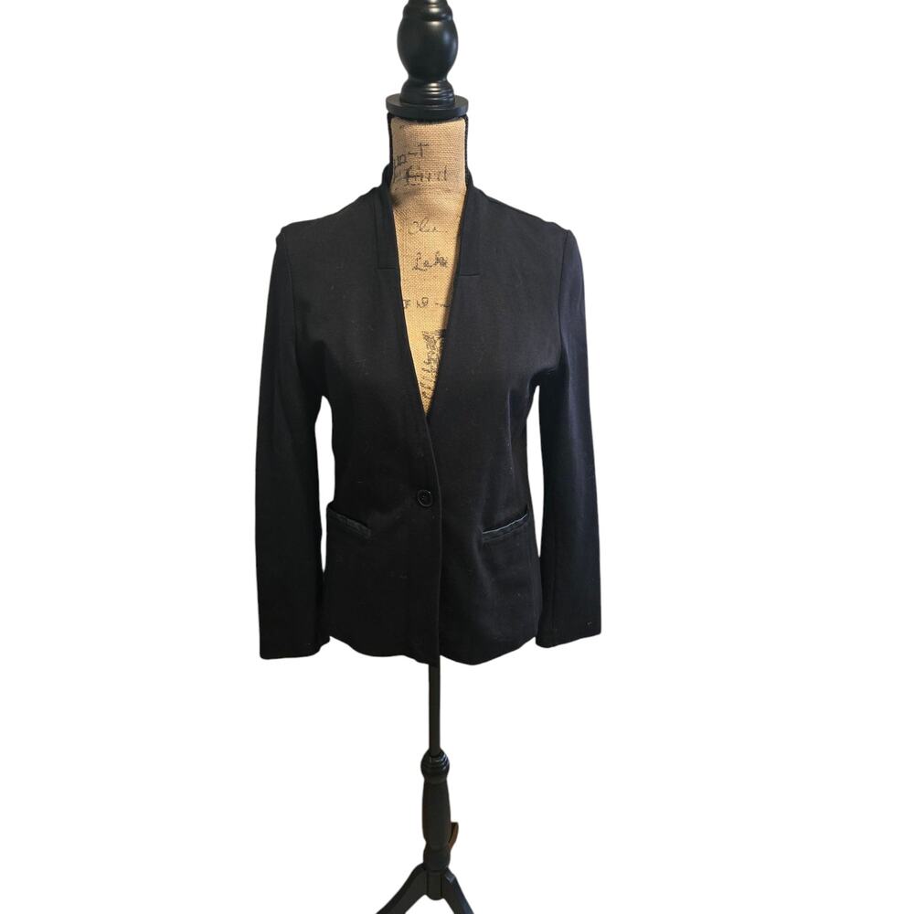 Liz Claiborne career single button black blazer with pockets, size small